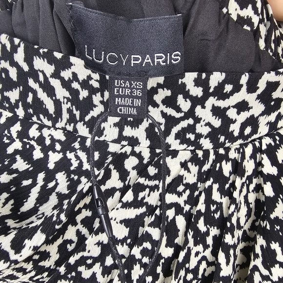 LUCY PARIS Claire Gathered Skirt Faux Wrap White Black Womens Size XS - Picture 14 of 16